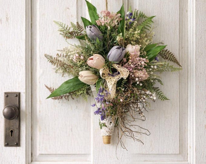Artificial flower wreath for all seasons, home decoration, artificial door wreath with flowers, door decorations, wreath with flowers, heart