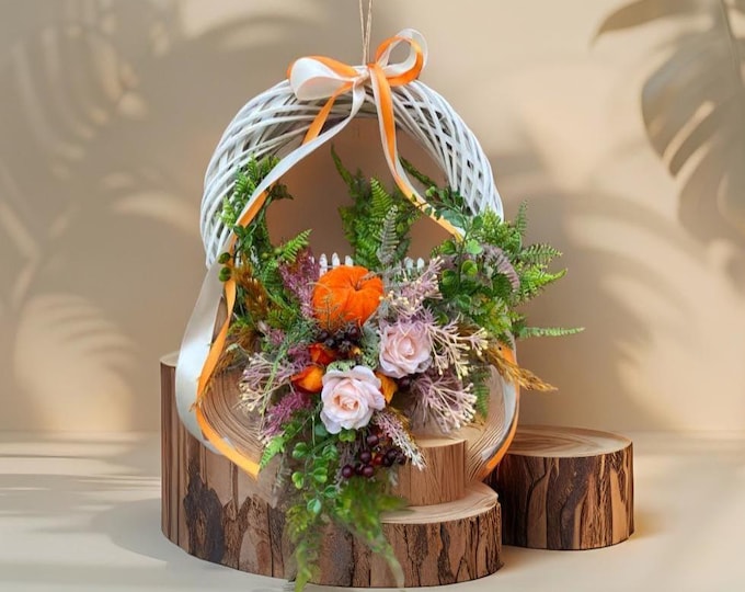 Artificial flower wreath for all seasons, home decoration, artificial door wreath, door decorations, wreath with flowers, dried flower wreath