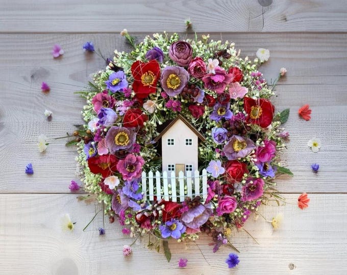 Flower wreath, artificial flower wreath for all seasons, home decoration, Artificial Door Wreath with Flowers, Door Decorations, Wreath