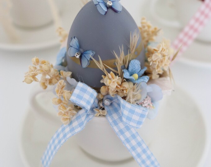 Easter Decoration,Spring Decoration,Easter Gift Idea,Floral Eggs ceramic vase,eggs in cups,Easter arrangement with egg,Butterfly,