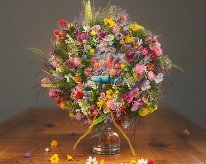 Artificial Flower Wreath for All Seasons, Home Decoration, Artificial Door Wreath, Door Decorations, Wreath with Flowers, Door Wreath