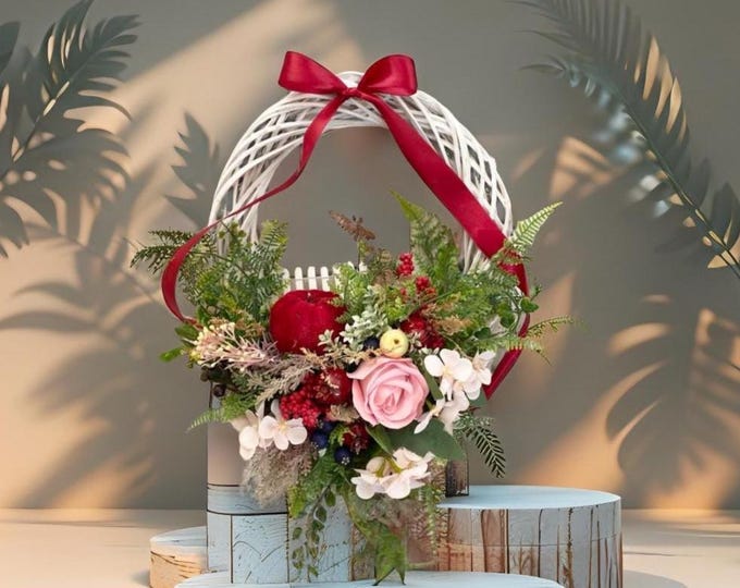 Artificial flower wreath for all seasons, home decoration, artificial door wreath, door decorations, wreath with flowers, dried flower wreath