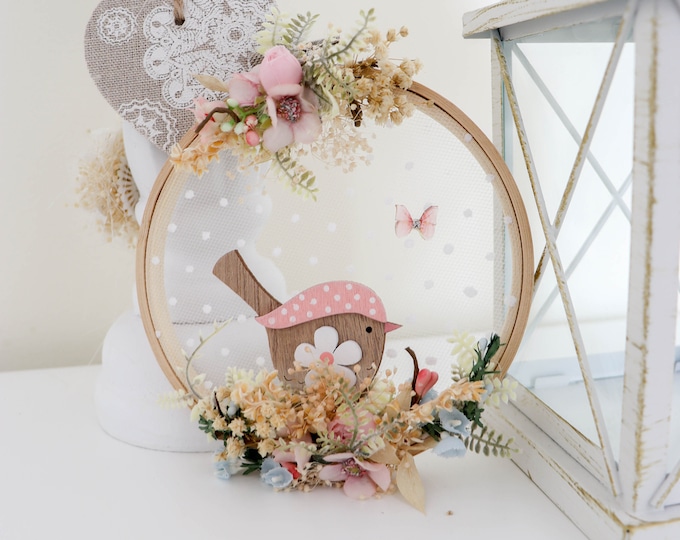 Natural spring wreath, decorative wreath, spring wall wreath, wall wreaths, decor, creative wreath, mini wreath, wooden wreath, spring decoration, bamboo ring