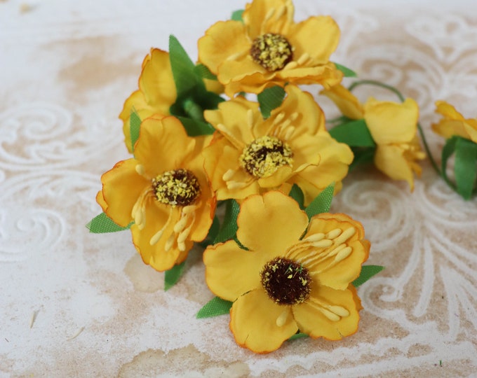 6 small flowers, artificial flowers, decorative flowers, craft flowers Artificial rosebuds, flower heads, flowers for crafts, poppies