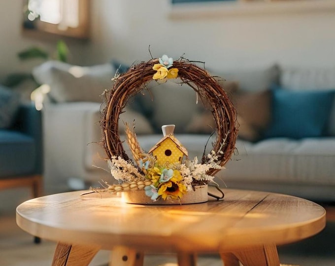 Door wreath, spring wreath, decorative wreath, spring wall wreath, wall wreaths, decor, creative wreath, mini wreath, wooden wreath, spring decoration,