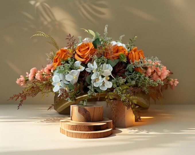 Orange Memorial Grave Arrangement Elegant Floral Long-Lasting Floral Tribute Textile flowers arrangement Rose Purple Flower Decoration
