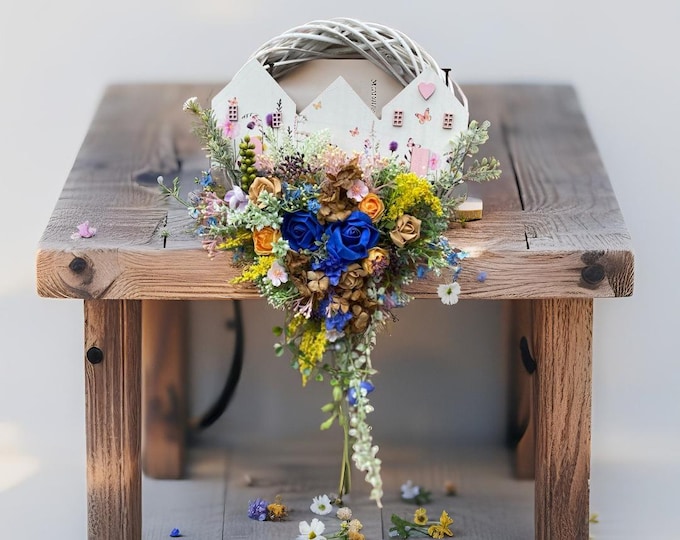 Artificial flower wreath for all seasons, home decoration, artificial door wreath, door decorations, wreath with flowers, dried flower wreath