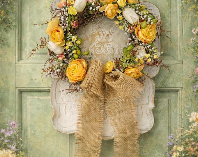 Artificial flower wreath for all seasons, home decoration, artificial door wreath with flowers, door decorations, wreath with flowers