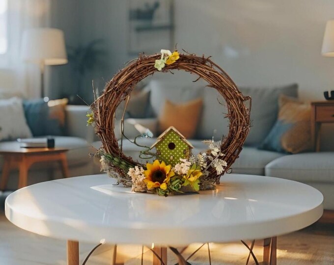 Door wreath, spring wreath, decorative wreath, spring wall wreath, wall wreaths, decor, creative wreath, mini wreath, wooden wreath, spring decoration,