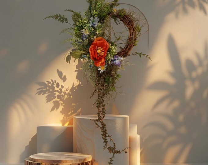 Artificial flower wreath for all seasons, home decoration, Artificial Door Wreath with Flowers, Door Decorations, Wreath with Flowers,