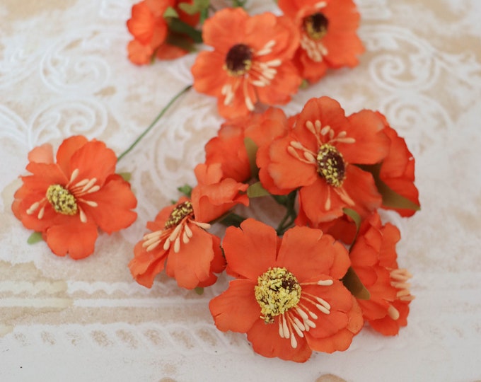 6 small flowers, artificial flowers, decorative flowers, craft flowers Artificial rosebuds, flower heads, flowers for crafts, poppies