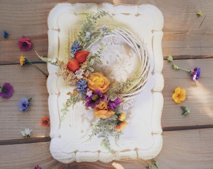 Door wreath, spring wreath, decorative wreath, spring wall wreath, wall wreaths, decor, creative wreath, mini wreath, wooden wreath, spring decoration, bamboo ring