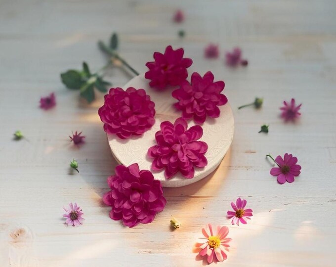 Camellia Flowers Magenta Flower Heads Wedding Crafts Decor Wreaths Weddings Decor Celebrations Flowers Home decor indoor outdoor use DIY