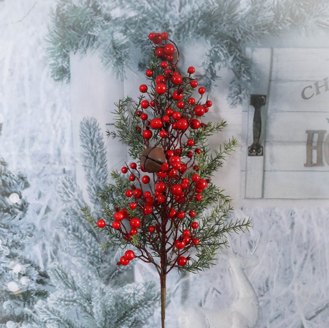 Artificial Fir Branches With Berries Christmas Pine Cones Etsy