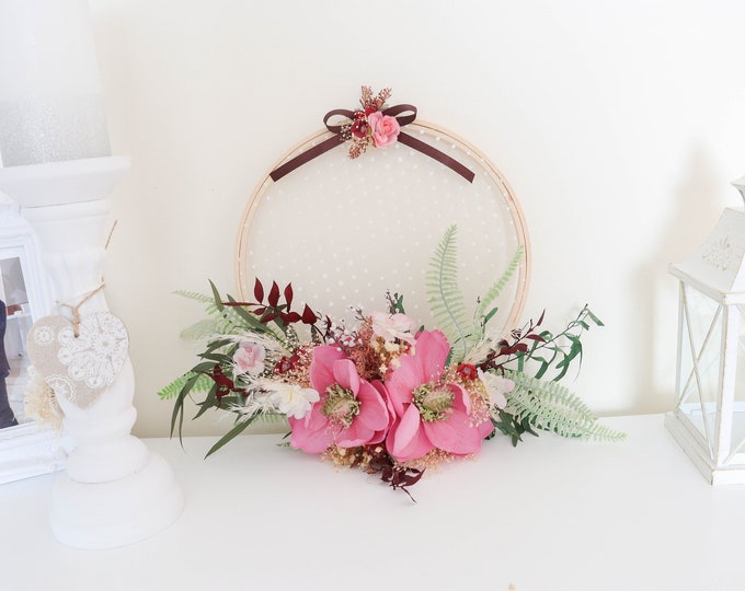 Door wreath, spring wreath, decorative wreath, spring wall wreath, wall wreaths, decor, creative wreath, mini wreath, wooden wreath, spring decoration, bamboo ring