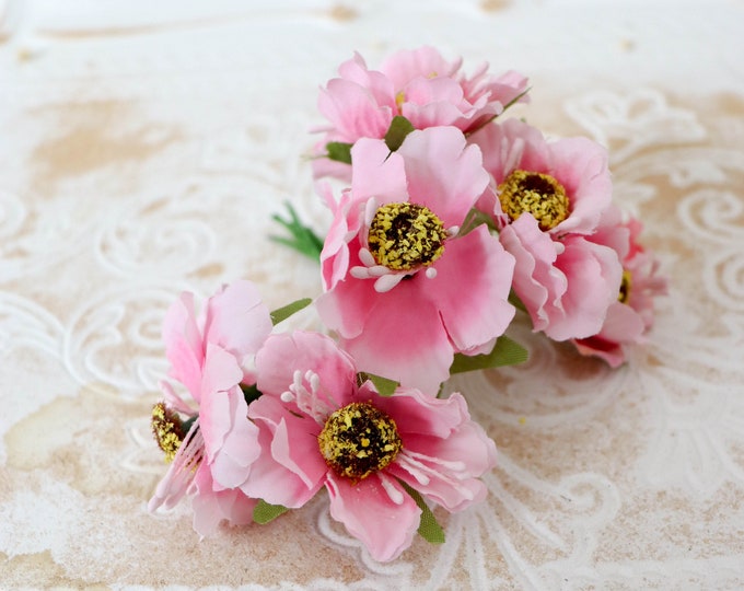 6 small flowers, artificial flowers, decorative flowers, craft flowers Artificial rosebuds, flower heads, flowers for crafts, poppies