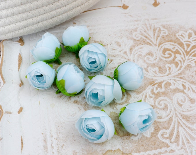 10 small ranunculus, ranunculus, artificial flowers, decorative flowers, craft flowersartificial rose buds, flower heads, flowers for handicrafts