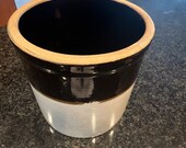 Vintage 2 Tone Stoneware Crock Salt Glaze Brown Gray