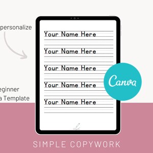 Editable Preschool Name Practice Canva Template for Prek - 1st Graders ...