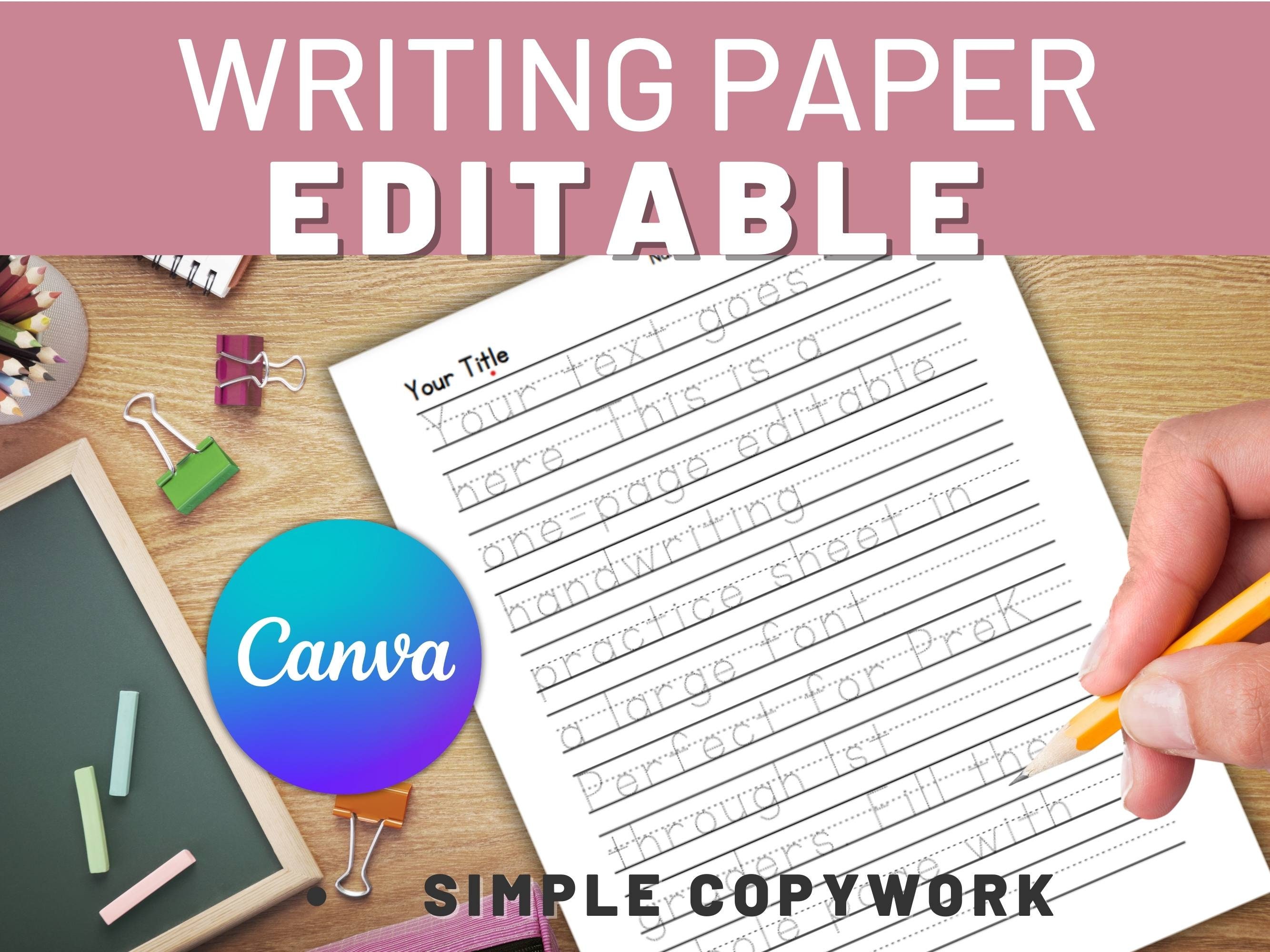 Lined Writing Paper for Kids Editable Canva Template by Pretty Cute Press