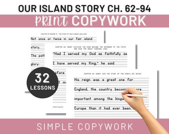 Our Island Story ch. 62-94 Copywork & Handwriting for Charlotte Mason Homeschoolers, Handwriting Worksheet for Morning Time