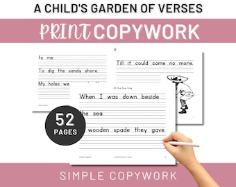 A Child's Garden of Verses Poems by Robert Louis Stevenson Copywork & Handwriting for Charlotte Mason Homeschooler, Morning Menu