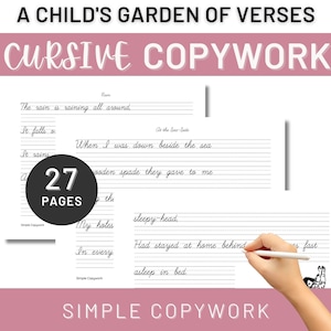 A Child's Garden of Verses Poems by Robert Louis Stevenson Copywork & Handwriting for Charlotte Mason Homeschooler, Morning Menu