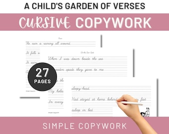 Un jardín de versos para niños Poemas de Robert Louis Stevenson Copia y escritura a mano para Charlotte Mason Homeschooler, Menú matutino