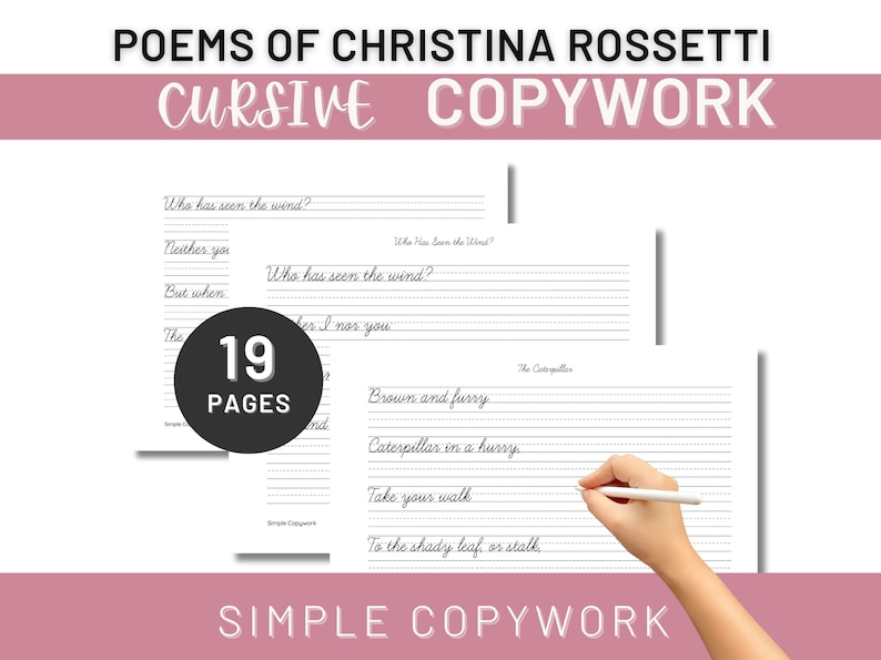 Christina Rossetti Poems CURSIVE Copywork & Handwriting for Charlotte ...