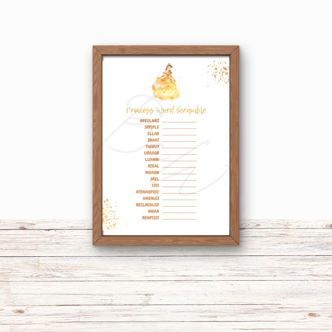 Princess Party Word Scramble, Princess Birthday, Princess Party ...