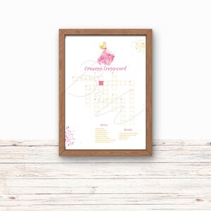 Mots croisés princesse fête, anniversaire de princesse, fête de princesse, jeu de puzzle princesse, téléchargement numérique