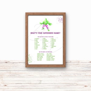 Superhero Name Party Sign, What&#39;s Your Superhero Name, Superhero Birthday, Superhero Party, Superhero Name Game, DIGITAL Download