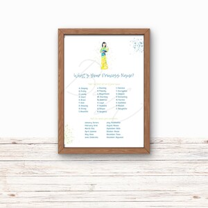 Princess Name Party Sign, What&#39;s Your Princess Name, Princess Birthday, Princess Party, Princess Name Game, DIGITAL Download