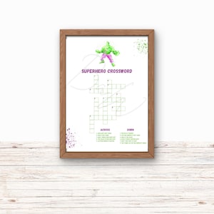 Superhero Party Crossword, Superhero Birthday, Superhero Party, Superhero Puzzle Game, DIGITAL Download