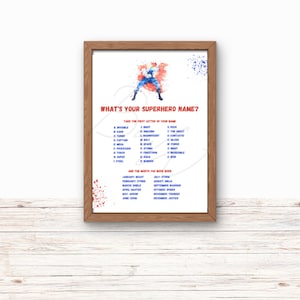 Superhero Name Party Sign, What&#39;s Your Superhero Name, Superhero Birthday, Superhero Party, Superhero Name Game, DIGITAL Download