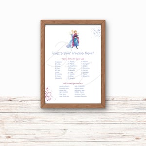 Princess Name Party Sign, What&#39;s Your Princess Name, Princess Birthday, Princess Party, Princess Name Game, DIGITAL Download
