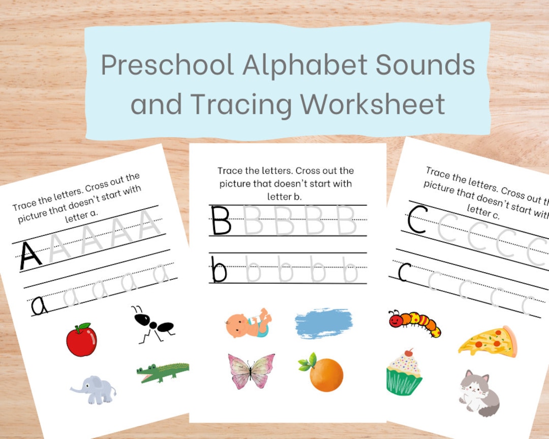 Preschool Alphabet Tracing Worksheet Etsy Preschool Alphabet Tracing Worksheet Etsy