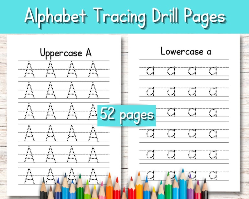 Alphabet Tracing Drills Worksheet for Preschool, Prek, and