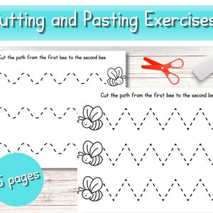 Scissor and Cutting Practice | Cut and Paste Worksheets for Preschoolers and Kindergarteners | Cut Out Shapes | Cut and Glue Worksheets PreK