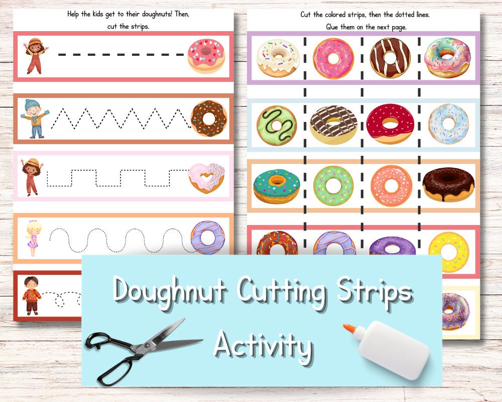doughnut-cutting-strips-donut-kids-activity-scissor-skills-preschool-pre-k-doughnut-cut-and-paste-learn-to-cut-worksheet-doughnut-etsy for Cut And Glue Free Printables Doughnut Cutting Strips | Donut Kids Activity | Scissor Skills | Preschool/pre-k Doughnut Cut and Paste | Learn to Cut Worksheet Doughnut - Etsy for Cut And Glue Free Printables
