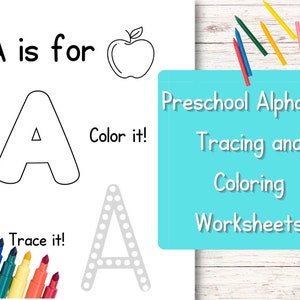 Easy Learn the Alphabet Worksheets | Preschool Alphabet Tracing and Coloring Page | Pre-K Trace the Alphabet | Learning ABCs