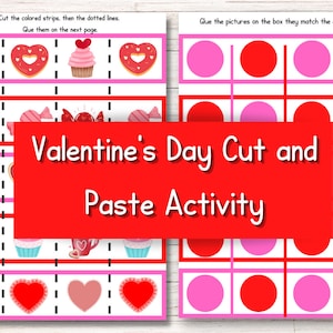 Valentine&#39;s Day Cutting Strips Activity for Preschool and Toddlers | Montessori Inspired Scissor Skills Worksheet Activity for V-Day