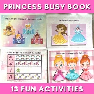 Princess Busy Book | Princess Activity Pages for Preschooler, Toddler, Kindergartener | Road Trip Printable Game for Girls | Princess Book