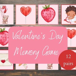 Valentine&#39;s Day Memory Game | Preschool Activities and Games | Instant Download Valentine&#39;s Day Activities for Kids