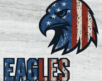 Patriotic Eagles PNG Bundle: Grunge American Flag, 4th of July Clipart (Digital Download)