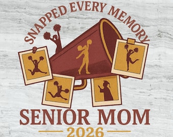 Senior Mom 2026 PNG: Projekt megafonu z pamięcią sportową (pobranie cyfrowe)