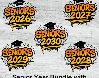 Graffiti Seniors PNG Bundle: Graduation Cap Drip Design, School Spirit (Digital Download)