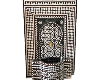 Fuente de mosaico marroquí hecha a mano - Impresionante fuente de agua para su espacio exterior o interior - Diseño único y flujo de agua relajante