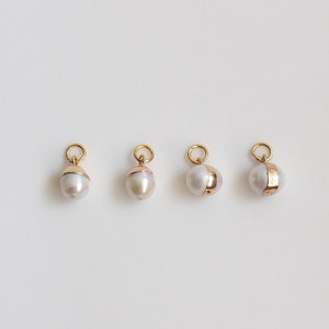 Pearl Charm, Real Pearl Pendant, Interchangeable Charm, Jewelry Parts, Gold Dipped Pearl For Earrings Necklaces Bracelets - Charm Only