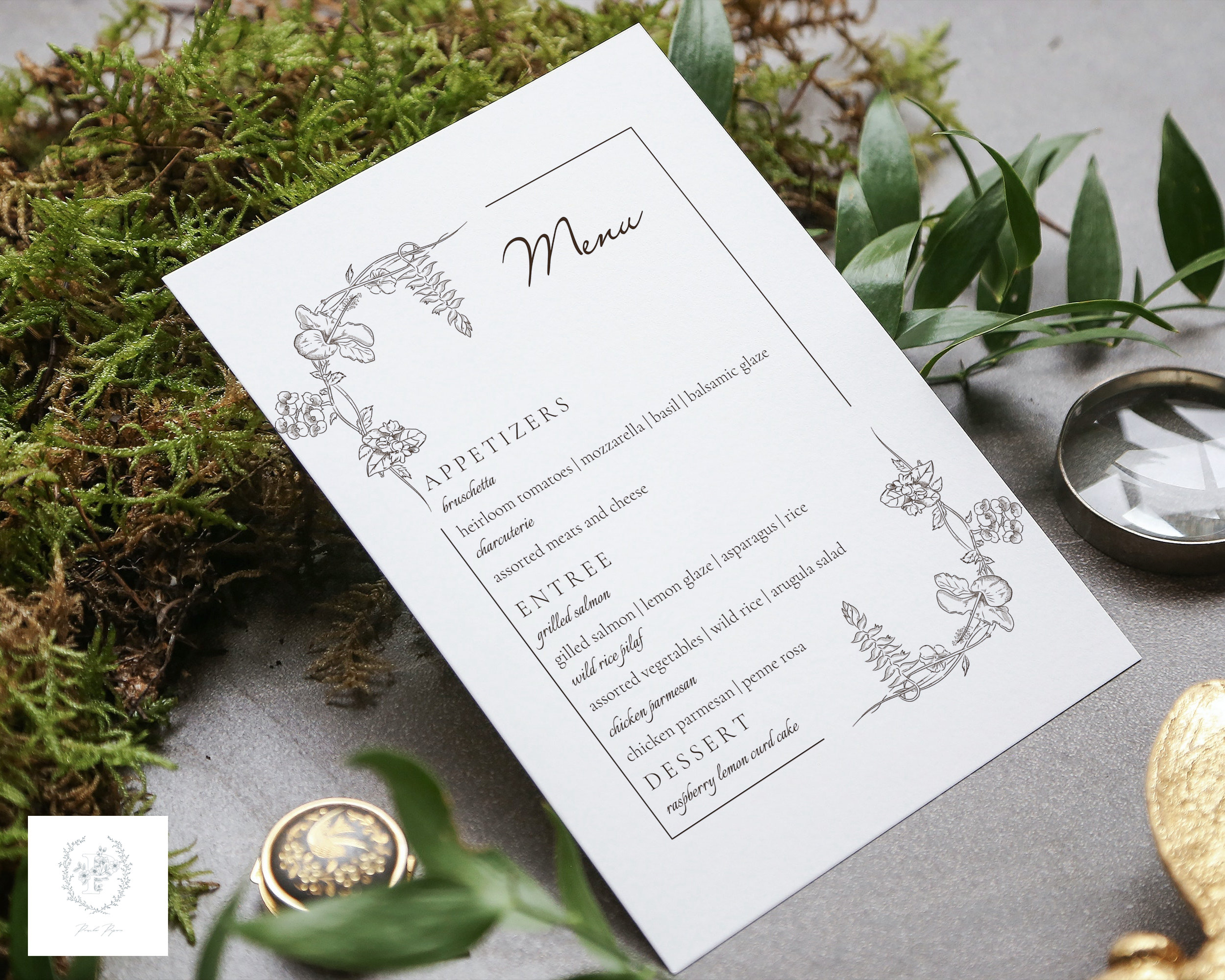 Minimalist Menu Template, Wedding Menu, Vineyard Inspired, Modern ...
